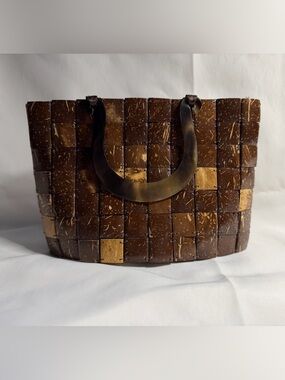 Vintage Shiraleah Coconut Shell Tile Mosaic Handbag - Boho Resort 90s Y2K